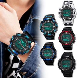 Relojes de pulsera cómodos y duraderos Reloj Hombre moda impermeable hombres niño LCD Digital cronómetro fecha goma deporte Reloj de pulsera #2Wri