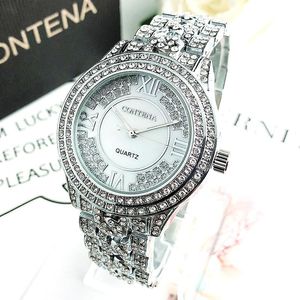 Horloges CONTENA 6449 dameshorloges dames roestvrij staal sterling zilver diamanten horloge waterbestendig quartz polshorloge voor dames