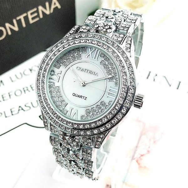 Horloges CONTENA 6449 dameshorloges dames roestvrij staal sterling zilver diamanten horloge waterbestendig quartz pols voor wom195b