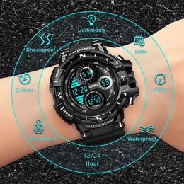 Horloges COOBOS 50M waterdichte digitale horloges voor heren Multifunctioneel elektronisch LED-horloge Mode sport herenhorloge Reloj Hombre