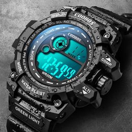Polshorloges Coobos Men leidde digitale horloges lichtgevende mode sport waterdicht voor man datum leger militaire klok relogio masculino 230506