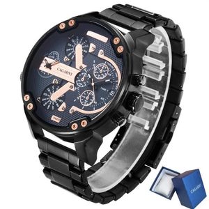 Horloges Cool Zwart Roestvrij Stalen Horloge Mannen Mode Quartz Heren Horloges Relogio Cagarny Masculino Militaire Mannelijke Cloc246x