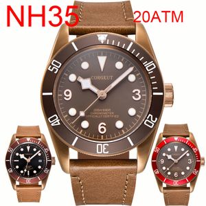 Relojes de pulsera Corgeut NH35A Miyota Sport 20ATM Reloj militar PVD Café Caja de bronce Zafiro Vidrio Luminoso Cierre desplegable Deepwaterproof 230829