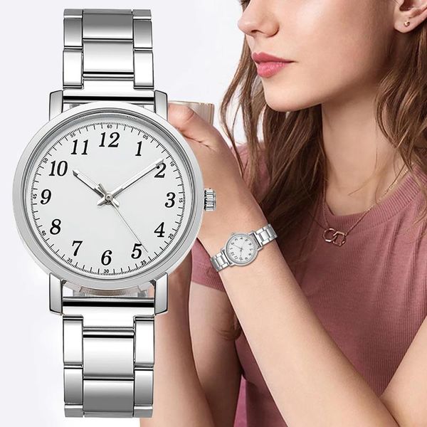 Montre-bracelets couple Quartz Digital Watch Steel Strap Luxury Chronograph Ladies Gift Trend Femelle Nordic minimaliste Montres Reloj