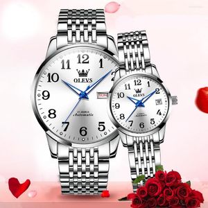 Montres-bracelets Couple montre automatique mécanique montre-bracelet 30M étanche en acier inoxydable bracelet de montre à grande échelle amoureux de la mode