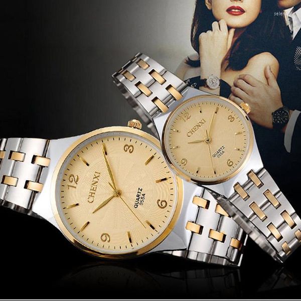 Montre-bracelets Couple Watch for Man and Woman Business Men Quartz Luxury Commercial Men's Conte-acier Chenxi Band Wristwatchwristwatch