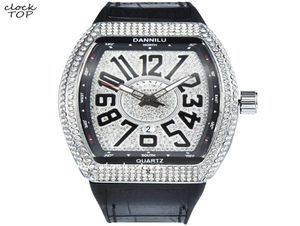 Polshorloges paar bekijk luxe mannen dames grote nummer dial diamant nummers mannelijke vrouwelijke minimalistische klok ijsje out case polshorloge l1413613