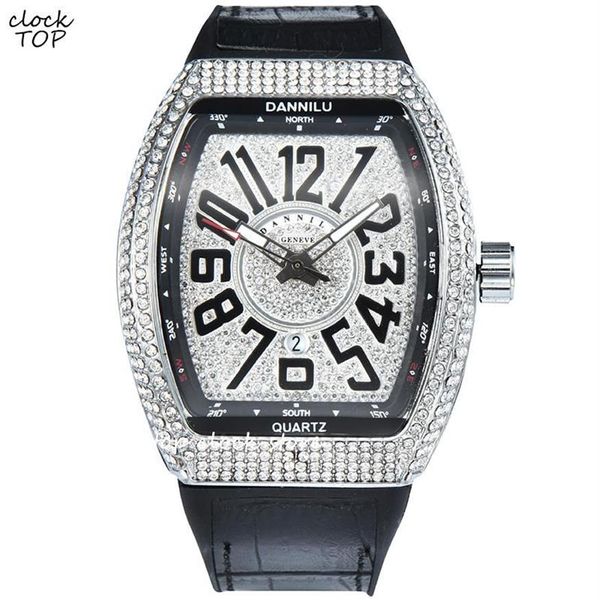 Montres-bracelets Couple Montre De Luxe Hommes Femmes Grand Numéro Cadran Numéros De Diamant Mâle Femelle Minimaliste Horloge Glacé Montre-Bracelet L271Q