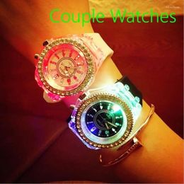 Horloges Paar Horloges Klassieke Dames Siliconen Quartz Noctilucent Horloge Jelly Dress