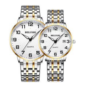 Horloges Paar Horloges Voor Moeder Vader Staal Waterdicht Grote Wijzerplaat Lichtgevende Datum Klok Mannelijke Hodinky Mode Quartz Lovers245P