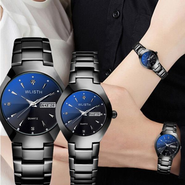 Relojes de pulsera Relojes de pareja Par Hombres y mujeres Reloj de cuarzo 2022 Moda de lujo Negocio Reloj de cuarzo Calendario dual Amantes luminosos RelojesW