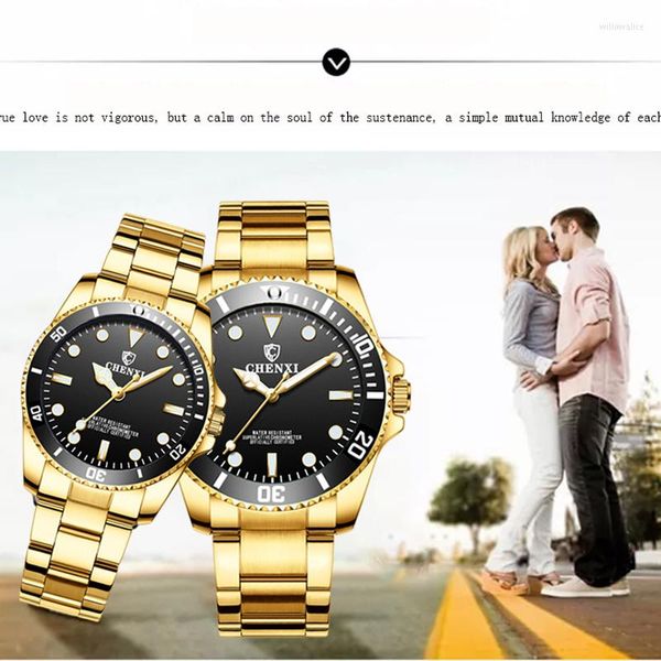 Montres-bracelets Couple montres paire hommes et femmes avec boîte en acier inoxydable Quartz pour les amoureux 2023 montre cadeau montres-bracelets