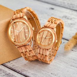 Relojes de pulsera Pareja Relojes de madera Clásico Rosa Oro Acero Madera Reloj Correa Moda Personalizada Hombres Mujeres Muñeca