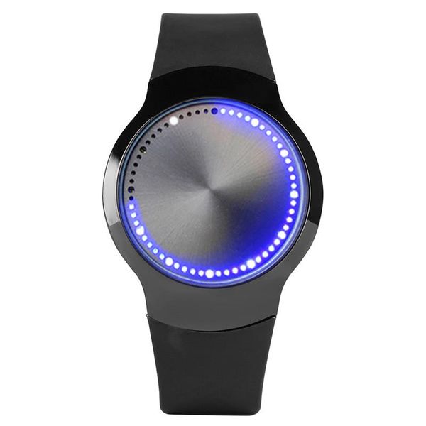 Relojes de pulsera creativos en blanco y negro para hombres y mujeres, reloj Digital con pantalla LED, correa de goma de acero inoxidable, relojes de pareja con pantalla táctil