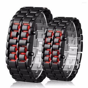 Relojes de pulsera Creativo Sin rostro LED Unisex Lava Hierro Acero inoxidable Reloj digital Moda Azul Rojo Luz Reloj Relogio