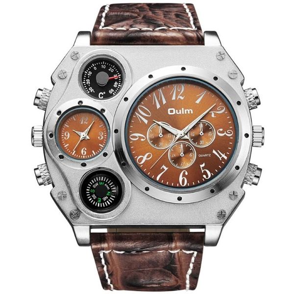 Montres-bracelets Creative Militaire Hommes Quartz Montres Fonction Grand Cadran Étanche Bracelet En Cuir Mâle Horloge Boussole Thermomètre Decora216o