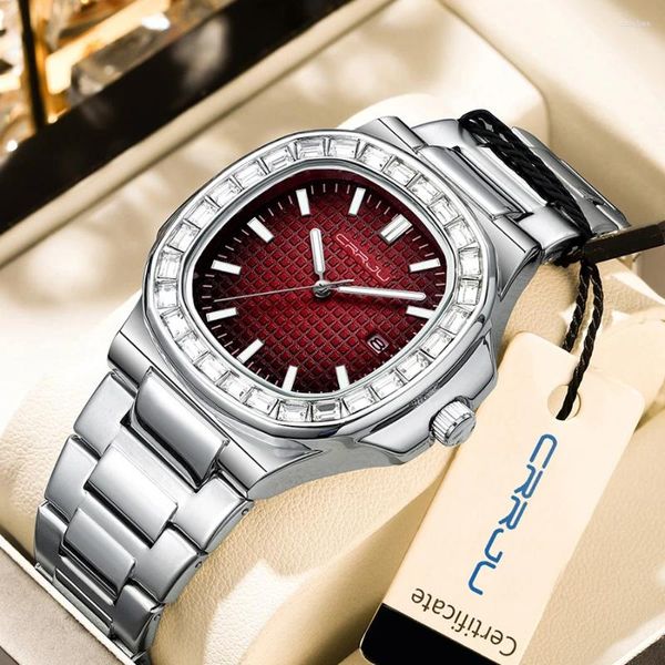 Montre-bracelets CRRJU Brand Top de haute qualité Relogio Masculino Men Quartz Watchs Fashion Calendrier en acier inoxydable Watch pour Montre Homme