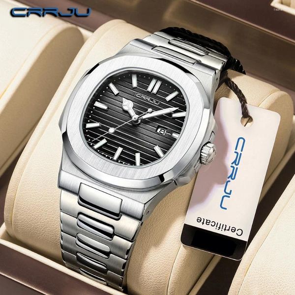 Montre-bracelets CRRJU MEN REGARDE 2024 LUXE TOP BRAND Quartz Montres Business Simple Ultra Thin Lumin Lumin Wristwatch Men's Clock Reloj Hombre