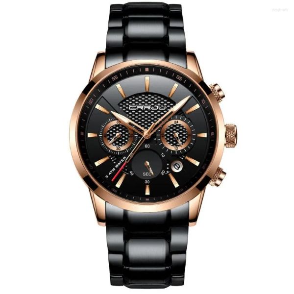 Relojes de pulsera CRRJU Reloj para hombre Reloj de pulsera de cuarzo Acero inoxidable Reloj masculino resistente al agua Reloj de pulsera Cronógrafo Relogio Masculino Hodinky