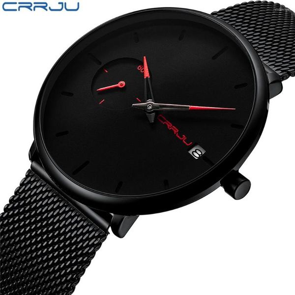 Relojes de pulsera CRRJU Relojes para hombre Simple Calendario de fecha a prueba de agua Muñeca analógica Moda para hombre Reloj de negocios informal para hombre