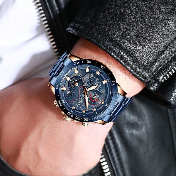 Relojes de pulsera Crrju Top Relojes para hombre 2023 Hombres Acero completo Cuarzo Analógico Impermeable Deportes Ejército Militar Reloj de pulsera Reloj