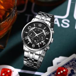 Montres-bracelets CUENA luxe hommes montre 30M étanche en acier inoxydable Quartz horloge décontracté affaires montre-bracelet Style pour hommes