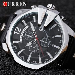 Relojes de pulsera Curren 8176 Relojes para hombre Top Brand Luxury Gold Reloj masculino Hombres Moda Correa de cuero Deporte Reloj de cuarzo Reloj de pulsera casual al aire libre 231211