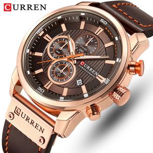 Polshorloges Curren Brand Watch Men Leather Sports Watches Heren Army Military Quartz PolsWatch Chronograph Male Clock Relogio Masculino 230815