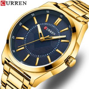 Horloges CURREN Man Mode Roestvrij Staal Quartz Polsen Topmerk Eenvoudige Dunne es voor Mannen Gouden Klok L240402