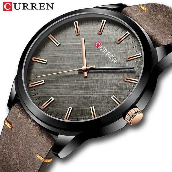 Montres-bracelets CURREN Homme Montres Mode Business Quartz Montre-bracelet avec cuir Classique Casual Male Clock Noir Simple Montre 231207