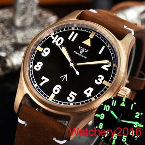 Relojes de pulsera CUSN8 Caja de bronce macizo 39 mm Tandorio 200 m Impermeable Luminoso NH35A PT5000 Cristal de zafiro Automático Reloj de buceo para hombre