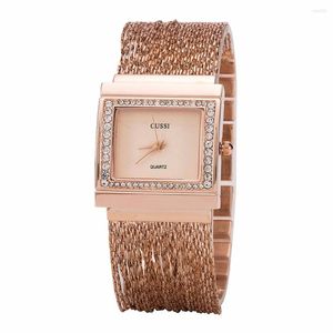 Polshorloges Cussi 2022 Womens Watches luxe Rhinestone Ladies Bracelet Fashion Quartz Relogio Feminino Chain Band