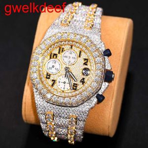 Polshorloges Custom Bling Iced Out Watches White Gold Ploated Moiss Anite Diamond Watchess 5A Hoge kwaliteit Replicatie Mechanische YCWA 8888