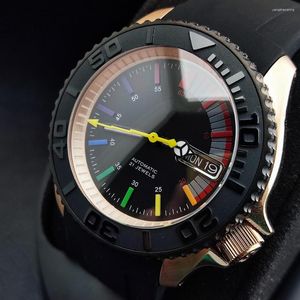 Relojes de pulsera Logotipo personalizado 41,5 mm Oro rosa SKX007 Reloj Tocadiscos negro Acero inoxidable Cristal de zafiro NH36 Relojes impermeables
