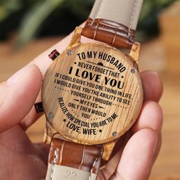 Montres-bracelets cadeau Souvenir personnalisé à mon homme je t'aime conception montre pour hommes heures mari petit ami robe horloge mâle