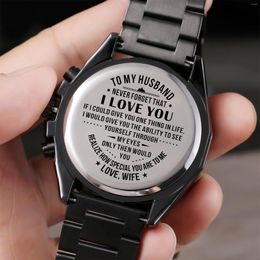 Montres-bracelets cadeau souvenir personnalisé à mon homme je t'aime conception montre pour hommes heures mari petit ami robe horloge mâle noël