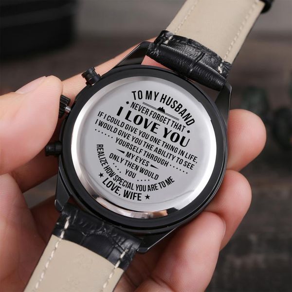 Relojes de pulsera Regalo de recuerdo personalizado para mi hombre Te amo Diseño Reloj para hombres Horas Marido Novio Vestido Reloj Masculino
