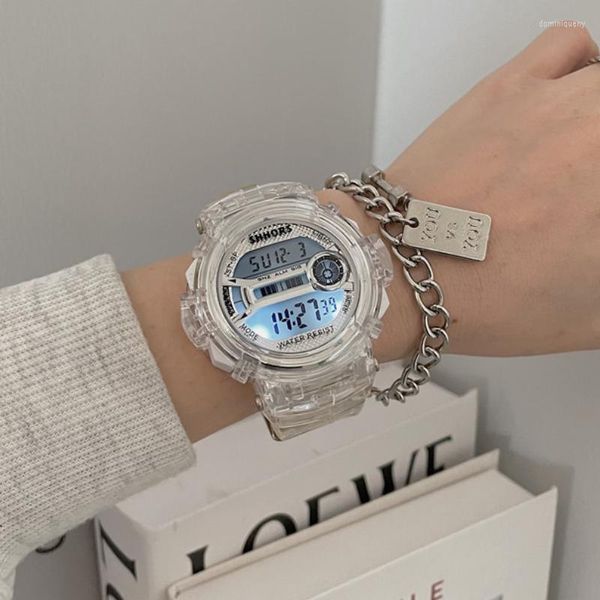 Montres-bracelets mignon assez clair gelée souple en caoutchouc de silicone montre-bracelet numérique pour hommes femmes filles étudiants