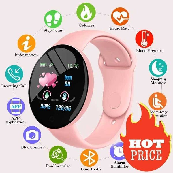 Montre-bracelets D18 Smart Women and Men Sport Fitness Fitness Smart Imperproof ES Bluetooth Sleep Heart Sated Monitor pour iOS Android B41 D240430