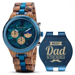 Polshorloges Dad geschenken voor vaderdag Bobobird Woodstainless Steel gecombineerd horloge mannen luxe gepersonaliseerde gegraveerde chronograaf reloj