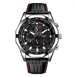 Relojes de pulsera con pantalla de fecha KIMSDUN, reloj de negocios resistente al agua para hombre, reloj deportivo de lujo con cronógrafo de cuarzo, reloj de cuero