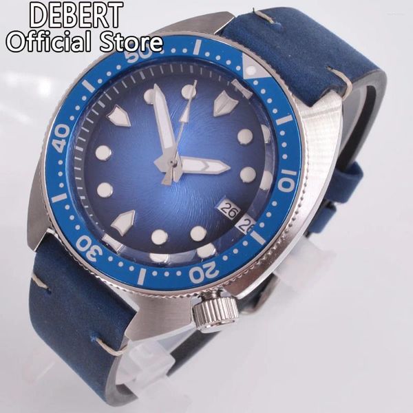 Montre-bracelets Debert 41 mm Logo personnalisé NH35 Mouvement Calendrier Fenêtre Sapphire Verre Lumineuse Mécanique automatique