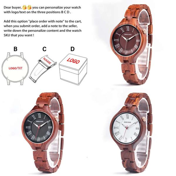 Montre-bracelets WORKENT Watch pour les femmes en quartz japonais Red Sandalwood féminin dames dose-cadeau cadeau