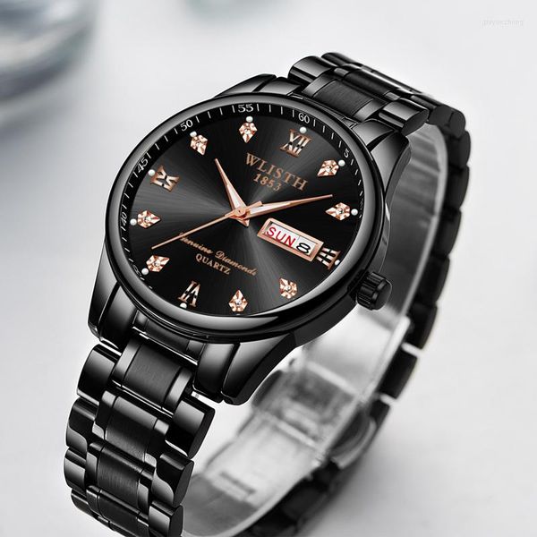 Wallwatches Design Top Brand Men's Sports Quartz Watches Calendario impermeable de acero inoxidable Reloj de lujo Hombre