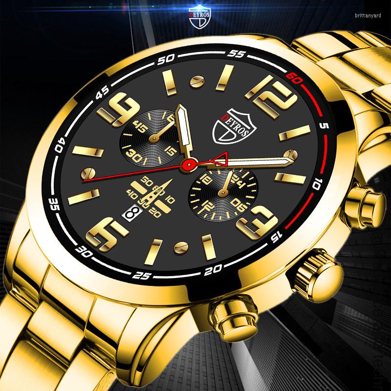 Relógios de pulso Deyros Top Mens Watches Relloj Hombre Business Casual Casual Quartz Luminous Watch for Men Relógio