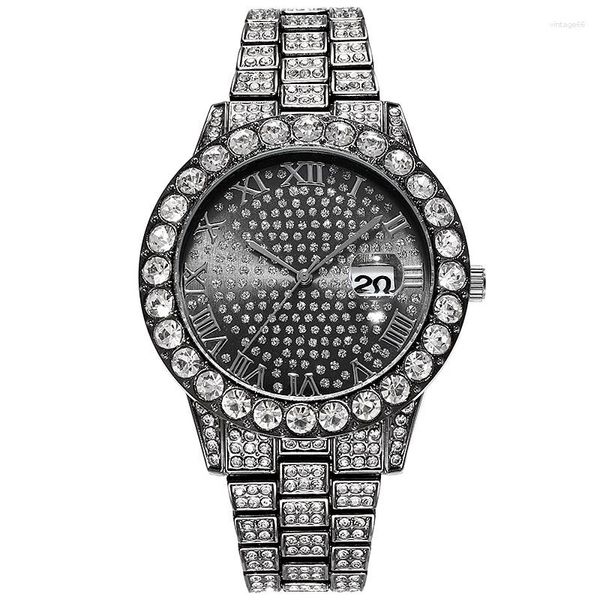 Relojes de pulsera Relojes con incrustaciones de diamantes Trendsetter Moda Reloj de cuarzo con calendario de esfera grande Estrella del cielo europea y americana