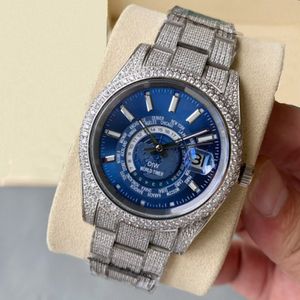 Horloges Diamond Automatisch mechanisch herenhorloge 41 mm met met diamanten bezaaide stalen armband Mode Busins-horloge Montre De Lux