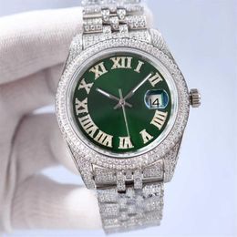 Relojes de pulsera Reloj para hombre de diamantes Reloj mecánico automático de 41 mm con acero tachonado de diamantes 904L Hombres Vida Reloj de pulsera impermeable Fas195G