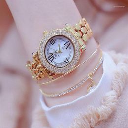 Armbanduhren Diamantuhr für Frauen Quarz Damen Luxus Strass Armband Armbanduhr weiblich Montre Femme Waterproof225e