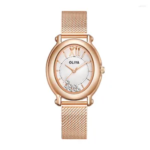 Montre-bracelets Diamond Watch for Women Relojes Para Dama Quartz Lucky Girl Reloj de Acero Inoxydable Mujer